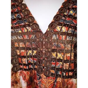 One World Tunic Top Size XL orange brown boho long sleeve‎ v-neck Fall Plus Rust